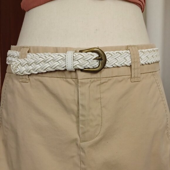 Vintage 90s White Woven Braided Leather Belt, Up to 36" - Picture 1 of 6